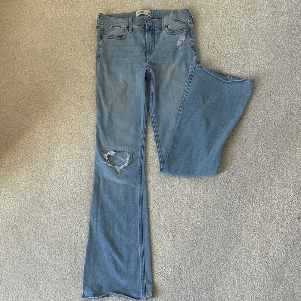 Abercrombie Kids Light Blue High Rise Flare Jeans